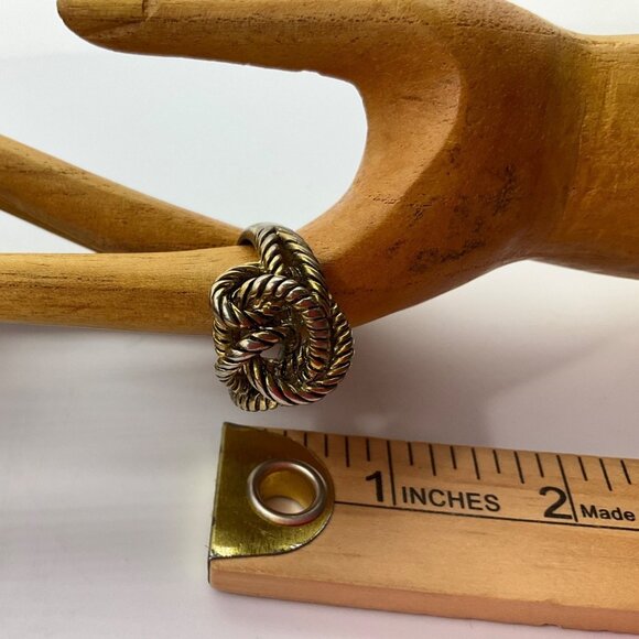 Vintage Knotted Rope Nautical Coastal Ring Antique Gold Tone Sz 6.5 - Picture 6 of 8